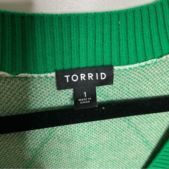 Torrid Green Pink White Argyle Cardigan Golf Outfit Soft Long Sleeve 1X - Picture 3 of 5